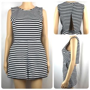 Gypsy Warrior Romper Cutout Black White Stripe Med
